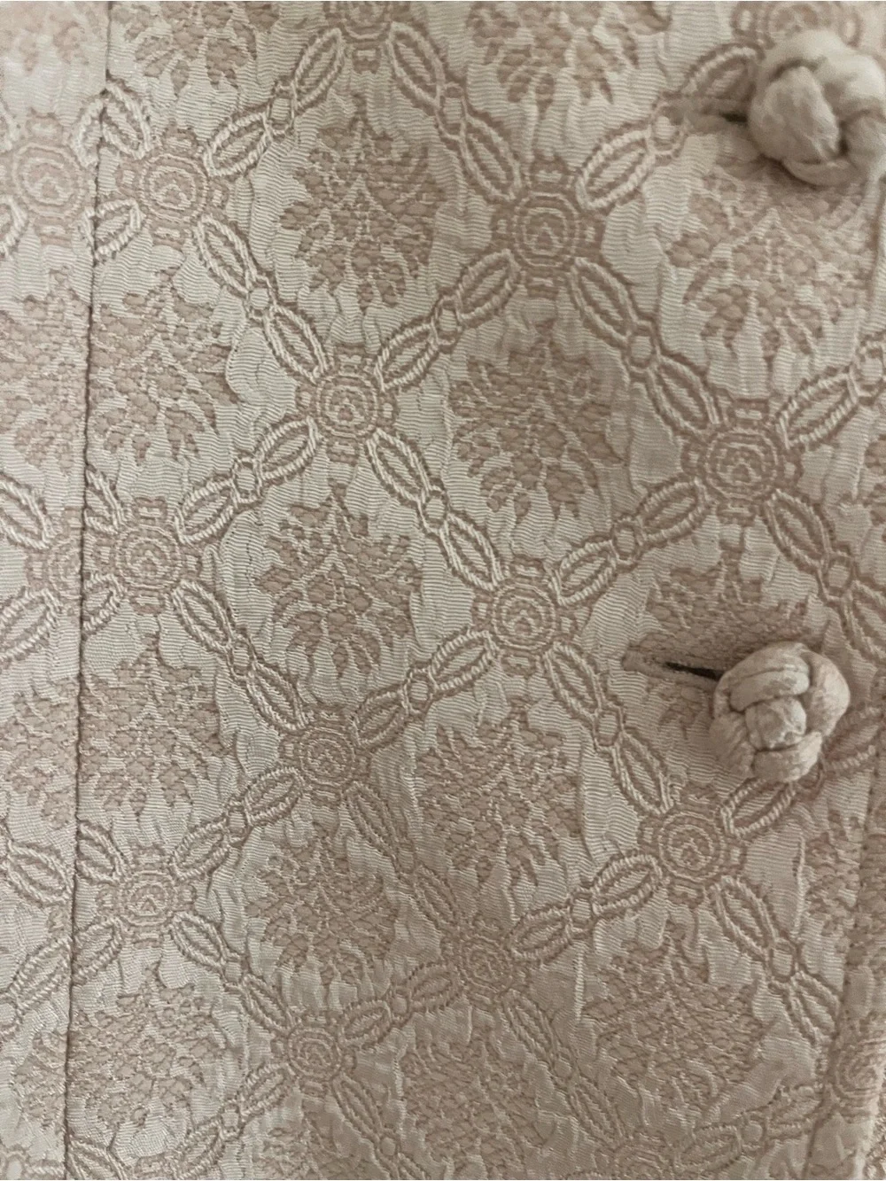 Vintage Maggy London Beige Jacquard Two-Piece Skirt Set - Picture 3 of 6